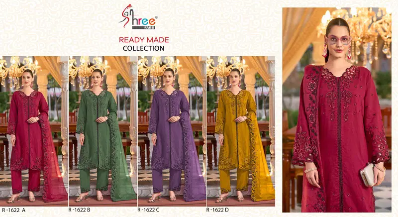 R 1622 By Shree Fabs Roman Silk Readymade Suits Wholesale Shop In Surat